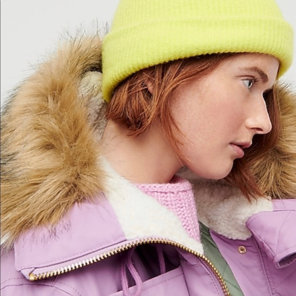 J. Crew Lavender Puffer Coat with Faux Fur Sherpa Lined Hood - Picture 13 of 14